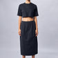 Black Drawstring Midi Skirt