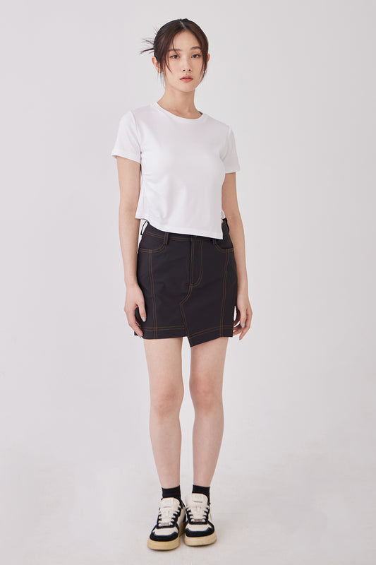 Black Paneled Miniskirt
