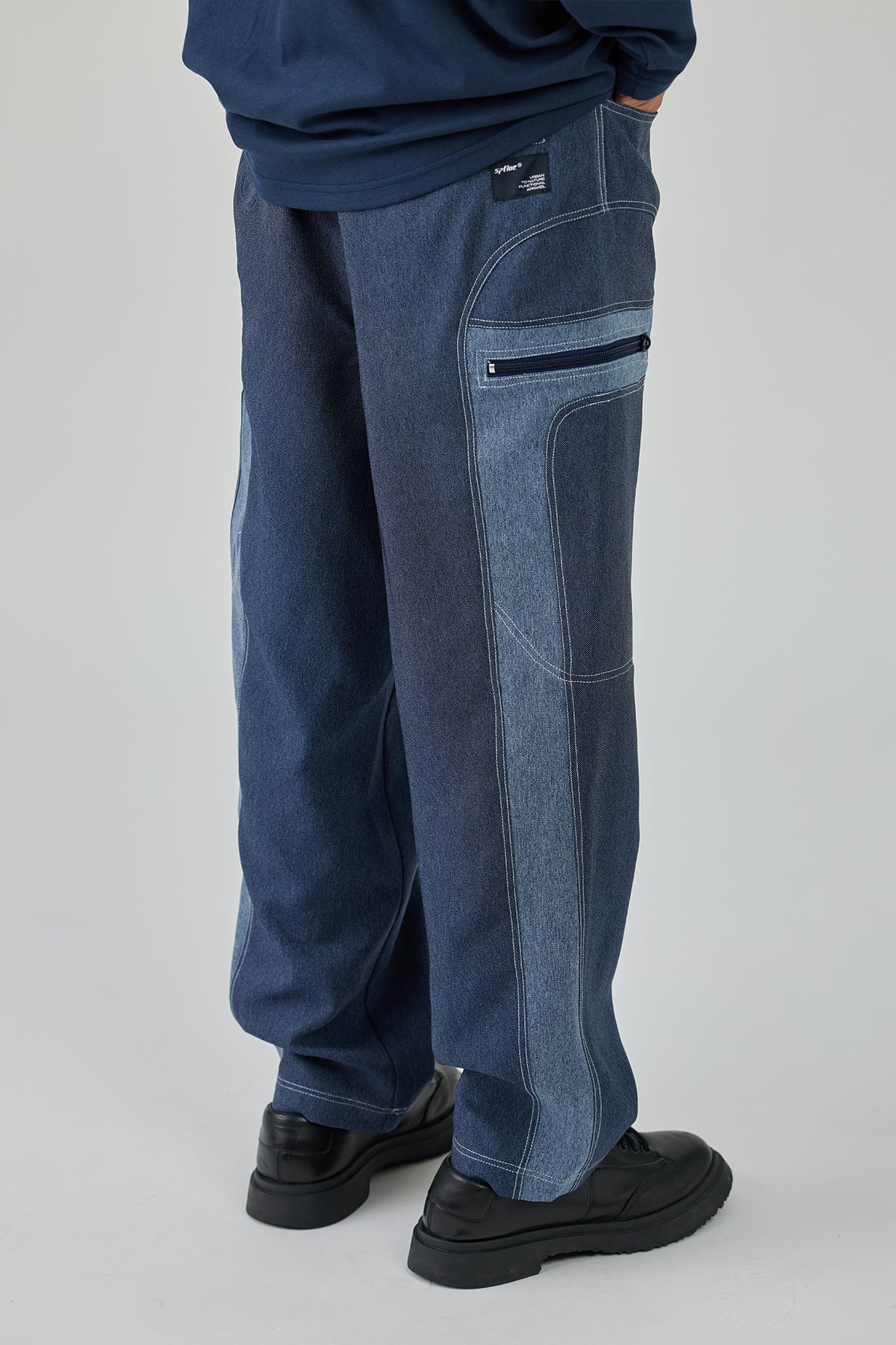 Blue Contrast Stitched Jeans