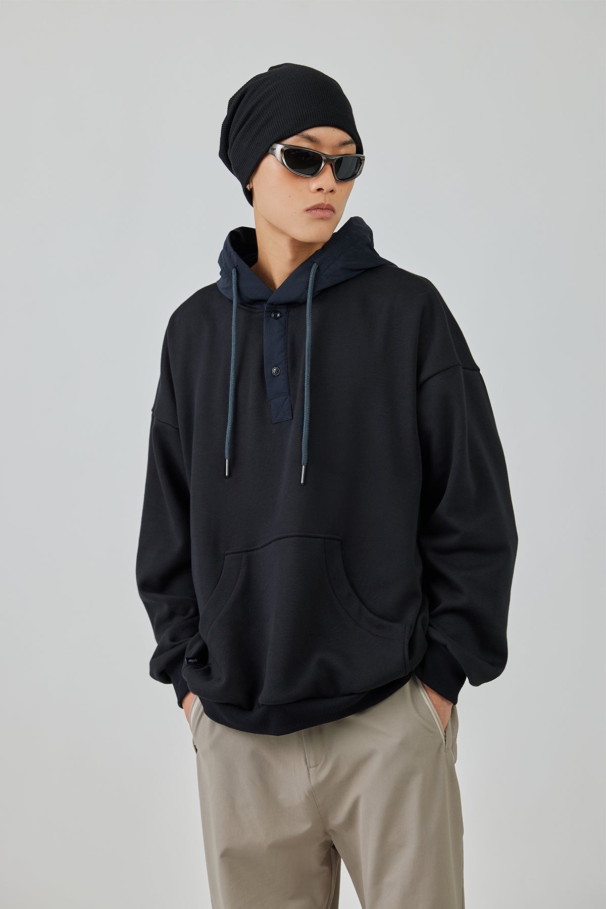 Black Button Up Hoodie