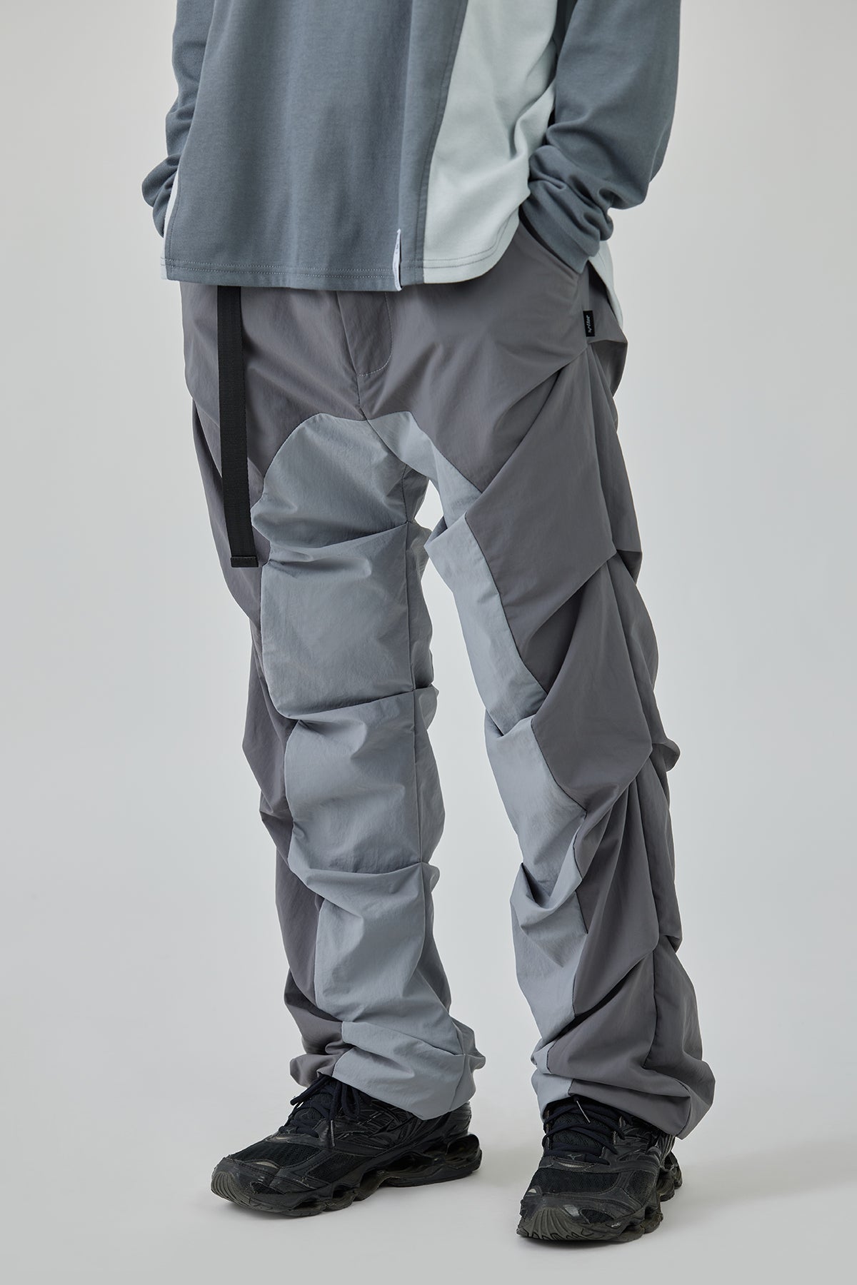 Grey Pleated Track Pants