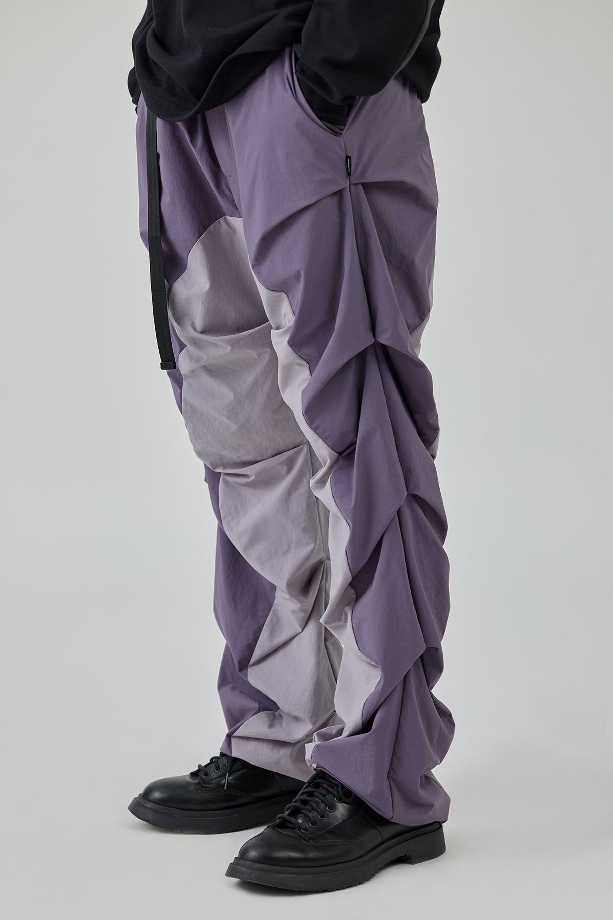 Purple Pleated Track Pants