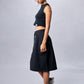 Black Zip Pockets Midi Skirt