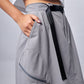 Gray Zip Pockets Midi Skirt