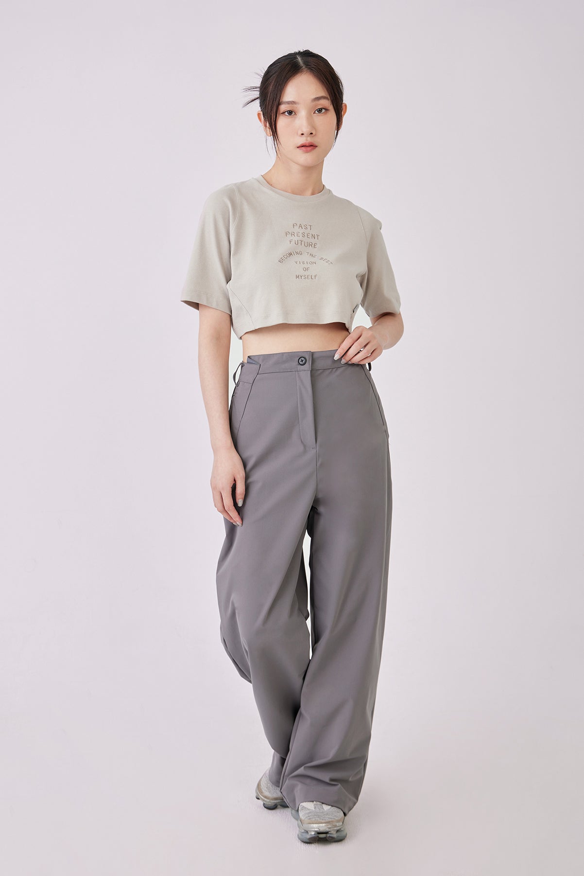 Grey Relaxed-Fit Pants